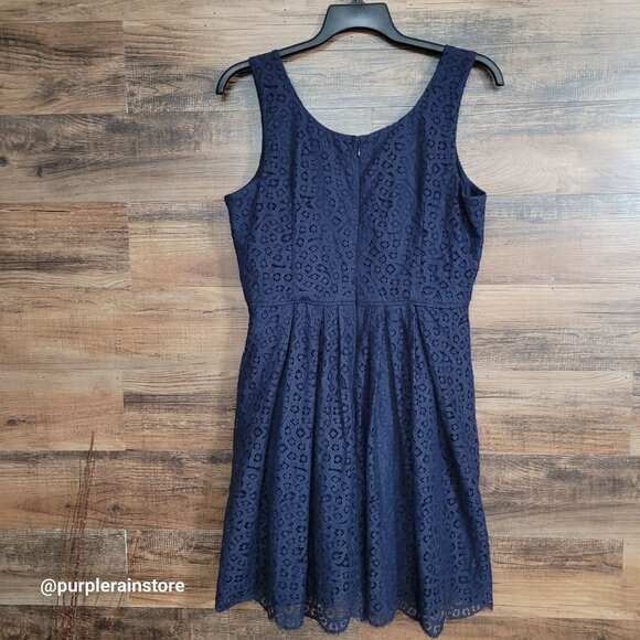 J Crew Floral Crochet Lace Fit & Flare Dress 14 Ethereal Dark Coquette Feminine - Picture 4 of 11